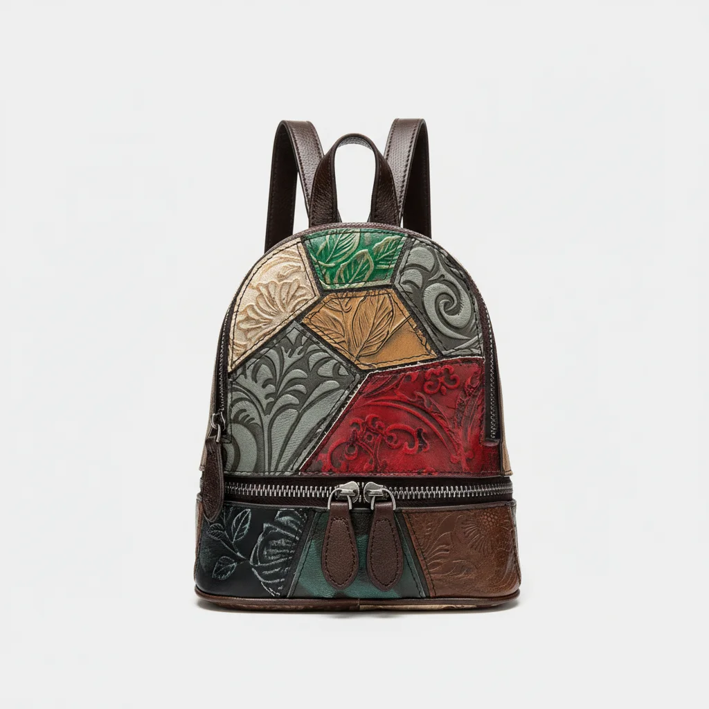 Petit sac à dos cuir patchwork multicolore - Vue 5 - petit sac à dos