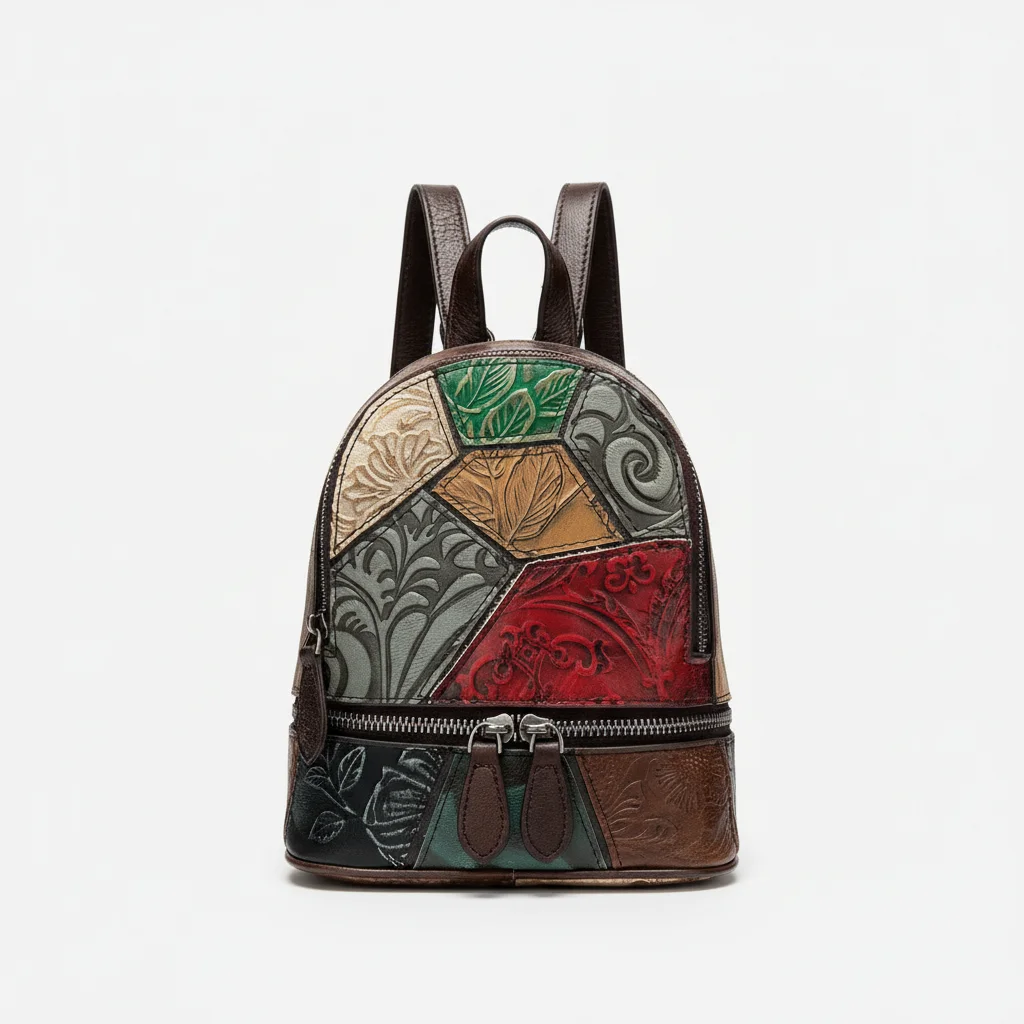 Petit sac à dos cuir patchwork multicolore - Vue 6 - petit sac à dos