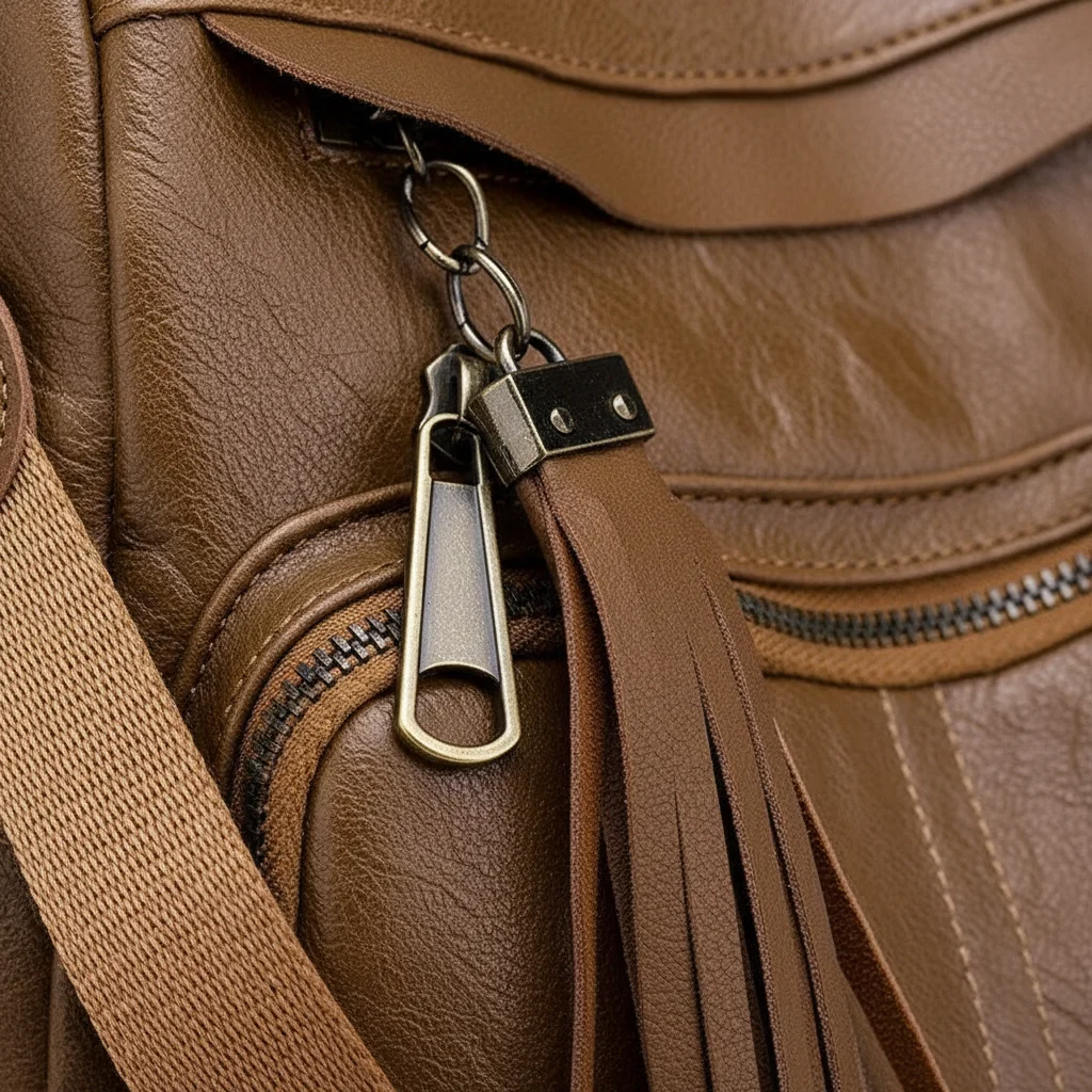 Petit sac à dos cuir recyclé marron - Vue 4 - petit sac à dos