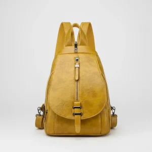 Petit sac à dos cuir synthétique jaune - Vue 1 - petit sac à dos
