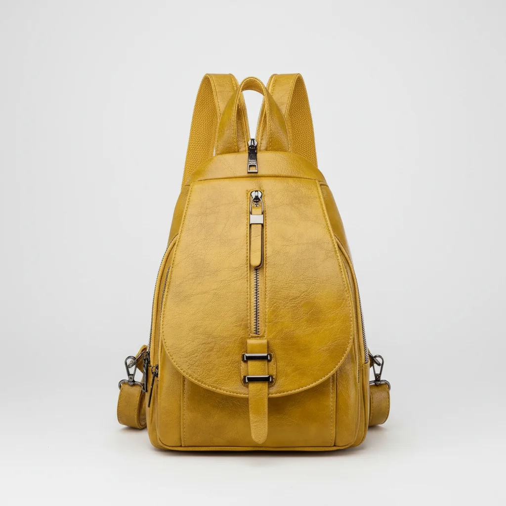 Petit sac à dos cuir synthétique jaune - Vue 1 - petit sac à dos