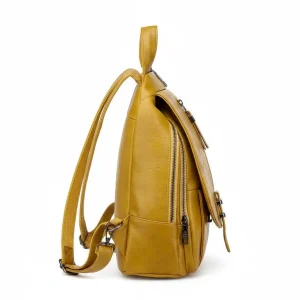 Petit sac à dos cuir synthétique jaune - Vue 2 - petit sac à dos