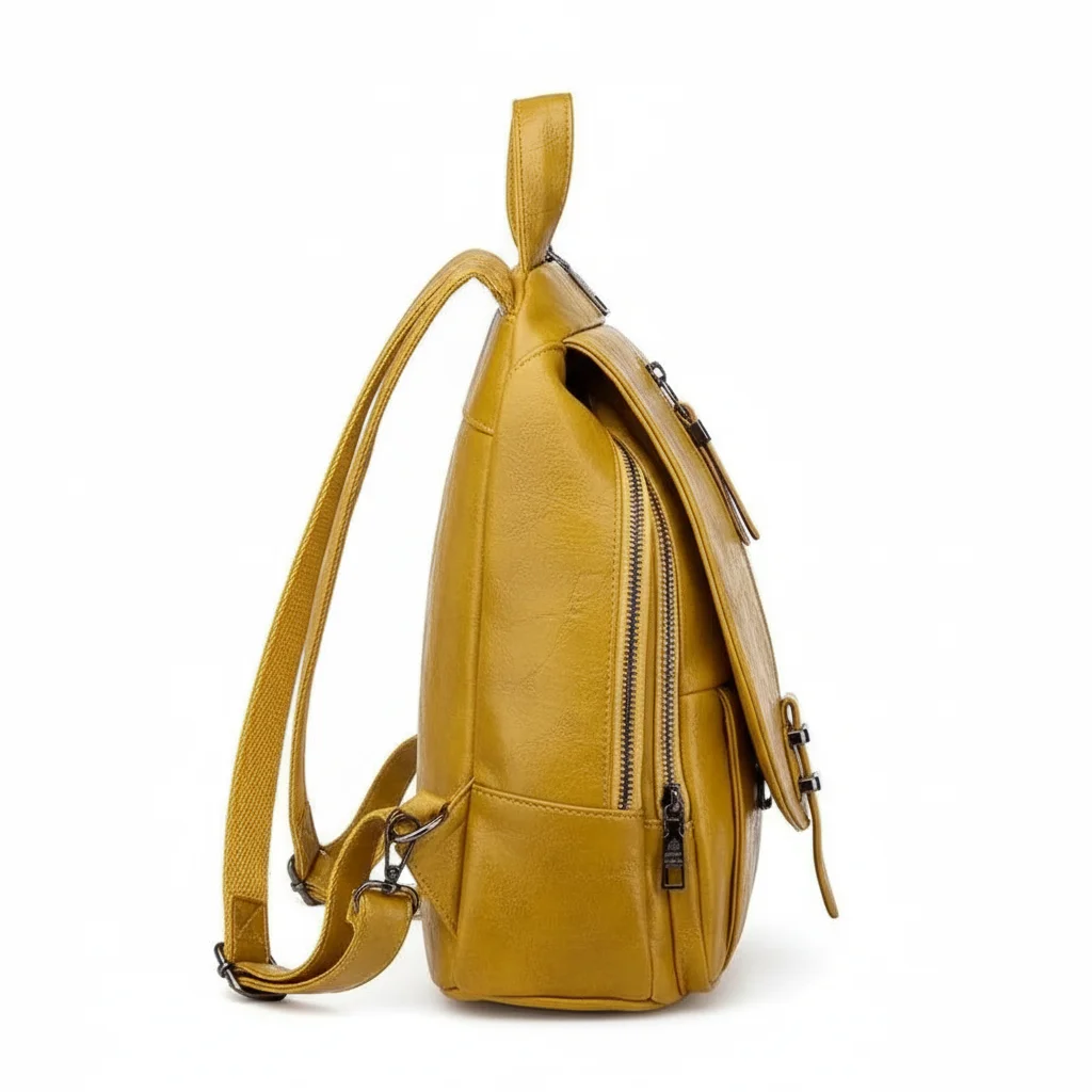 Petit sac à dos cuir synthétique jaune - Vue 2 - petit sac à dos