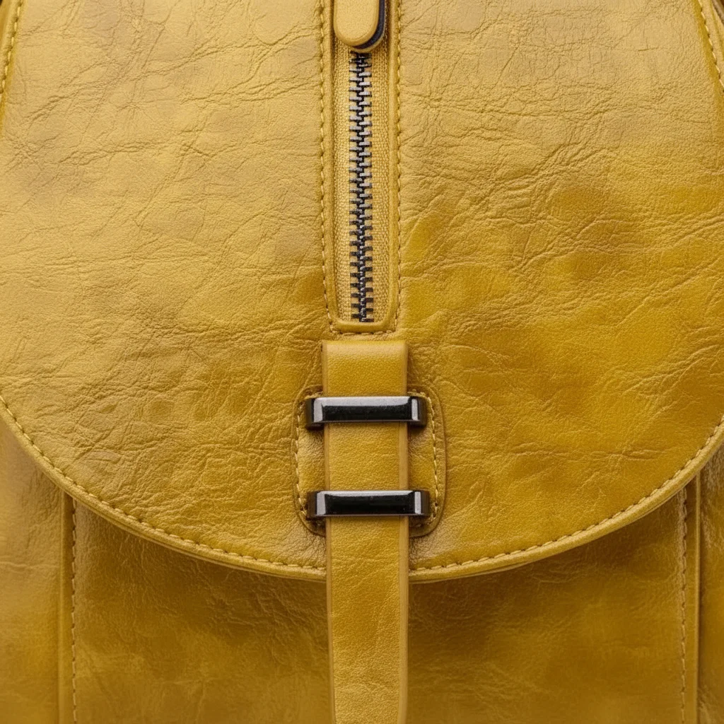 Petit sac à dos cuir synthétique jaune - Vue 4 - petit sac à dos