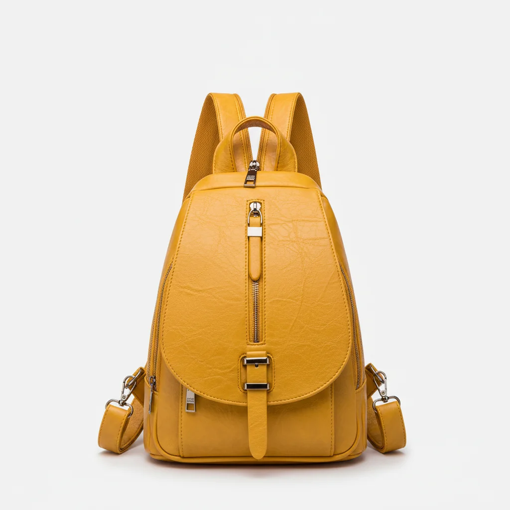 Petit sac à dos cuir synthétique jaune - Vue 6 - petit sac à dos