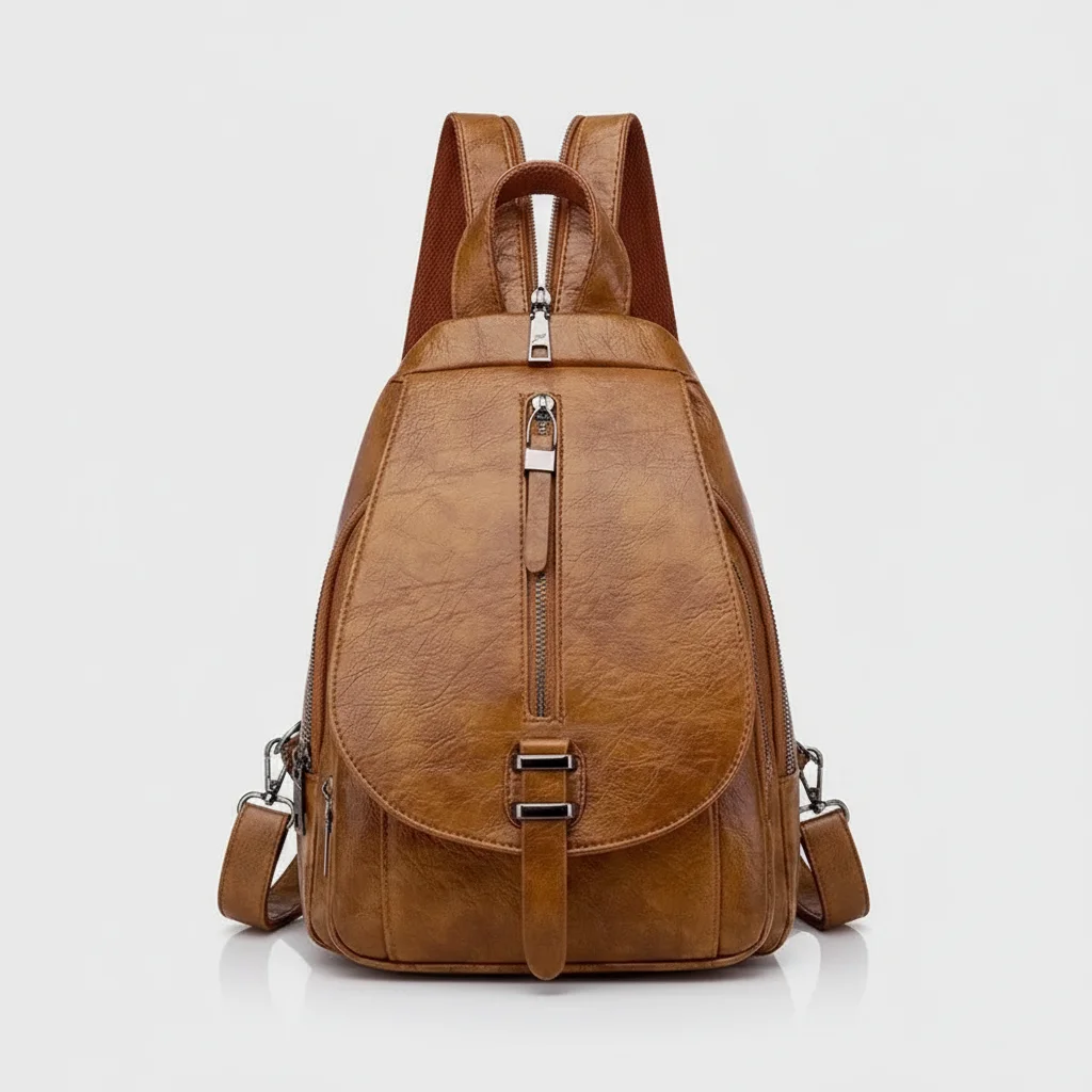Petit sac à dos cuir synthétique jaune - Vue 8 - petit sac à dos