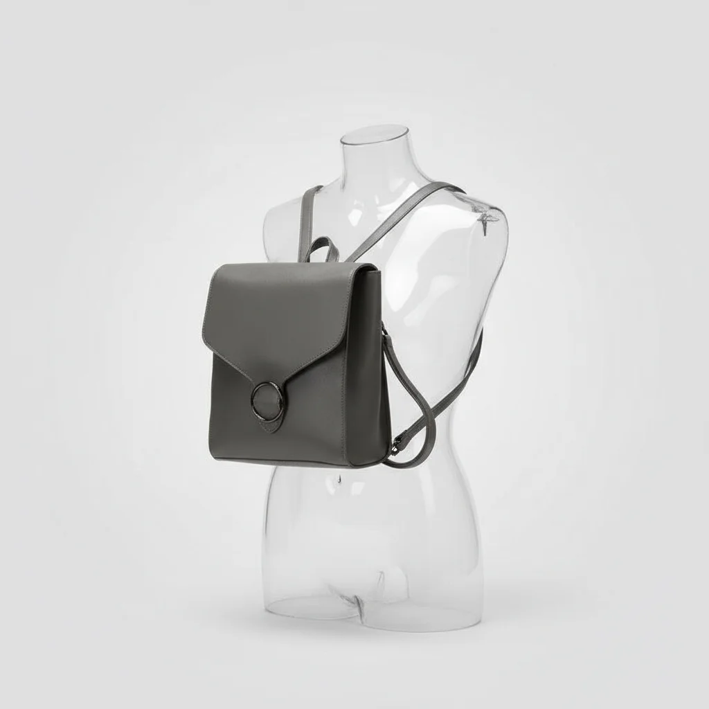 Petit sac à dos cuir véritable gris - Vue 5 - petit sac à dos