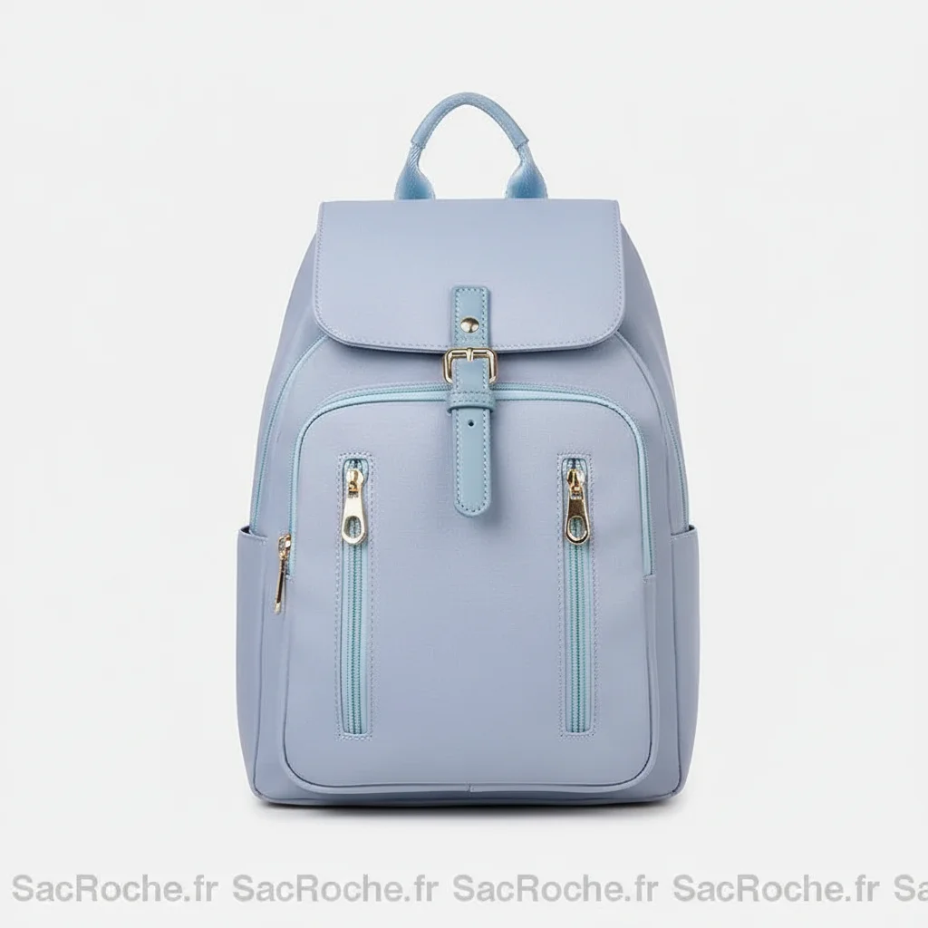 Petit sac à dos femme bleu ciel oxford - Vue 23 - petit sac à dos