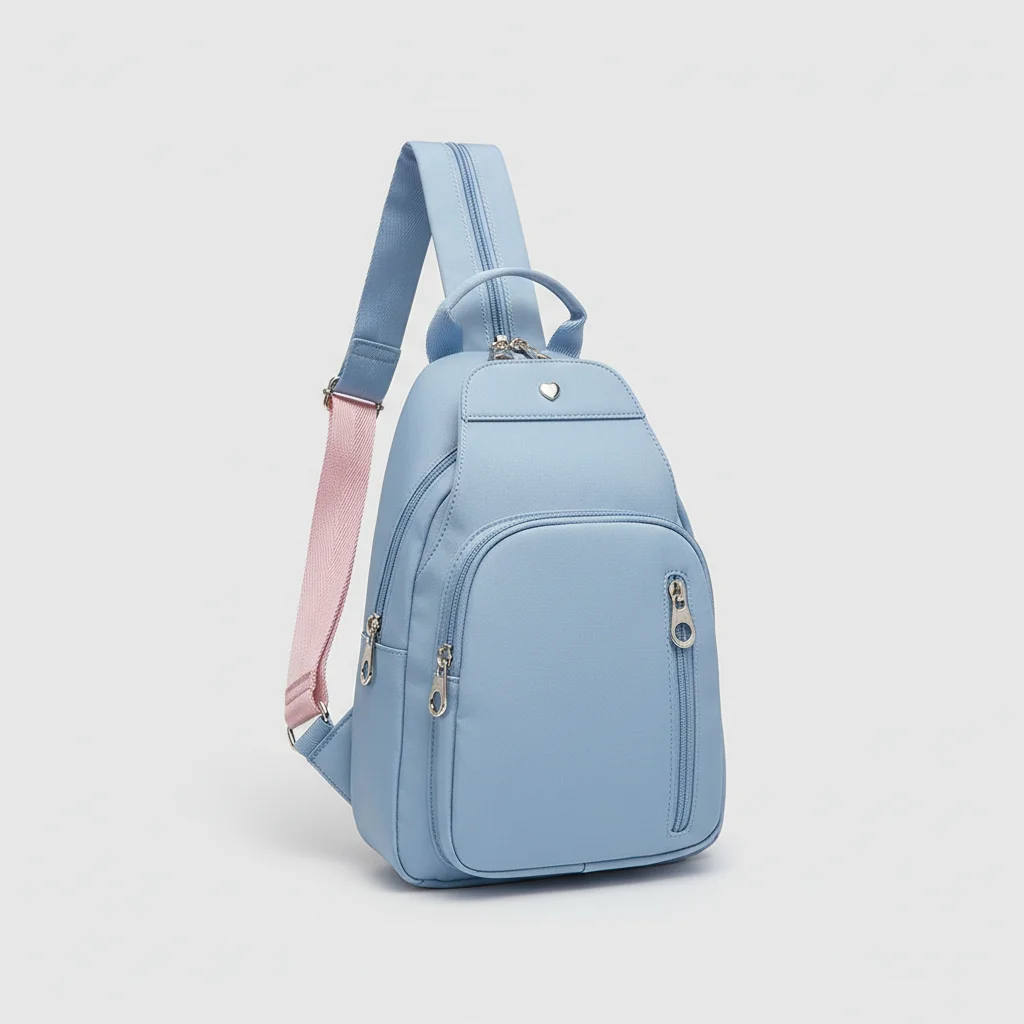 Petit sac à dos femme bleu ciel oxford - Vue 31 - petit sac à dos