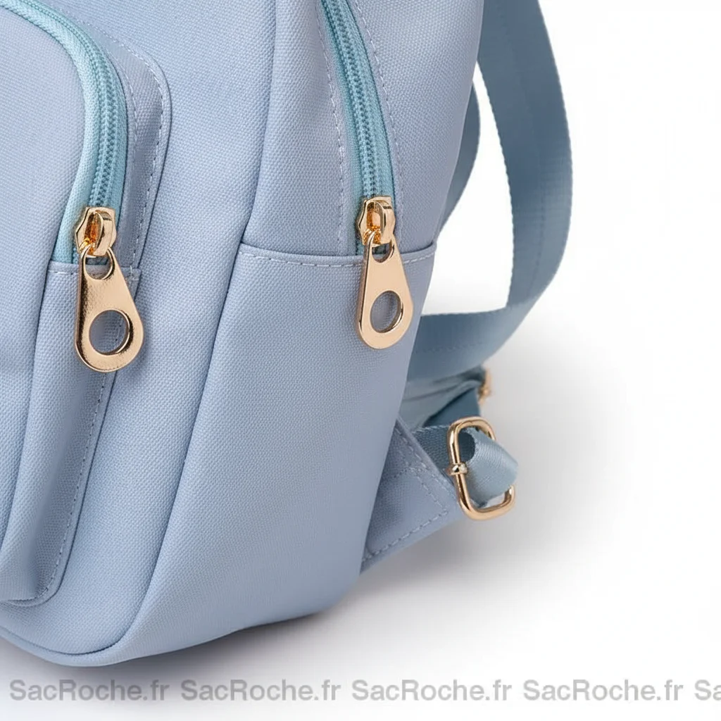 Petit sac à dos femme bleu ciel oxford - Vue 4 - petit sac à dos