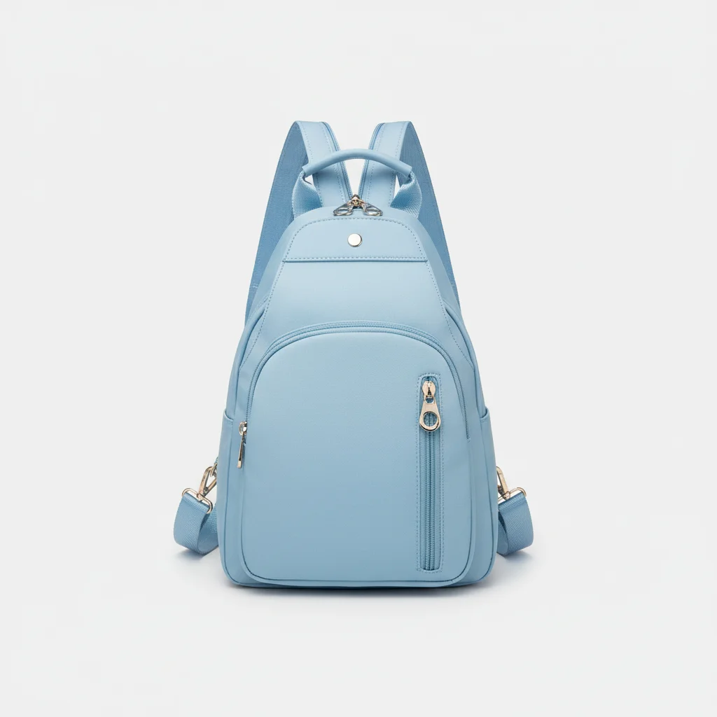 Petit sac à dos femme bleu ciel oxford - Vue 8 - petit sac à dos
