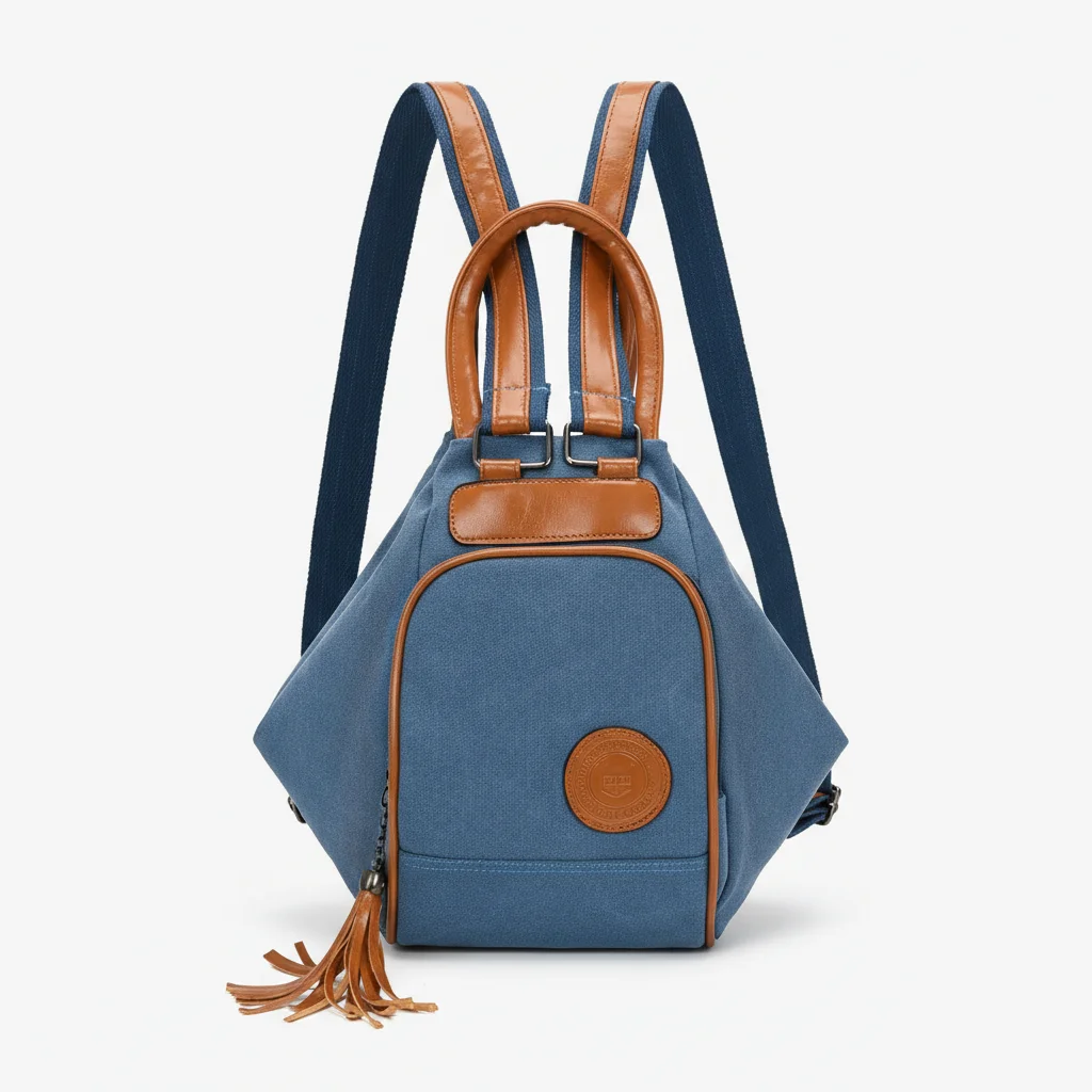 Petit sac à dos femme bleu nylon - Vue 1 - petit sac à dos