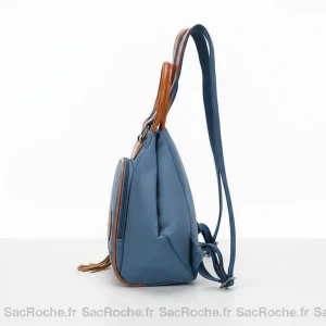 Petit sac à dos femme bleu nylon - Vue 2 - petit sac à dos