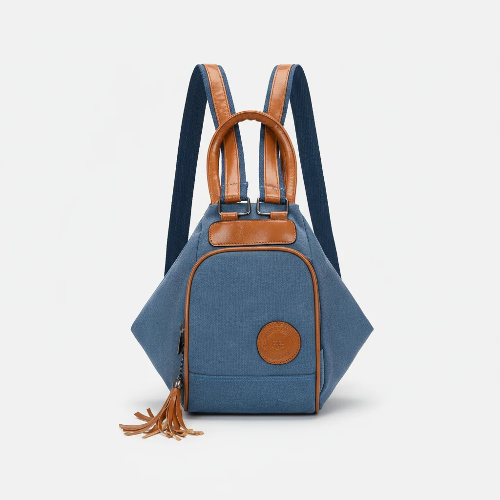 Petit sac à dos femme bleu nylon - Vue 6 - petit sac à dos