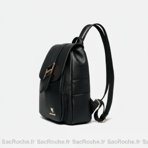 Petit sac à dos femme cuir noir urbain - Vue 2 - petit sac à dos