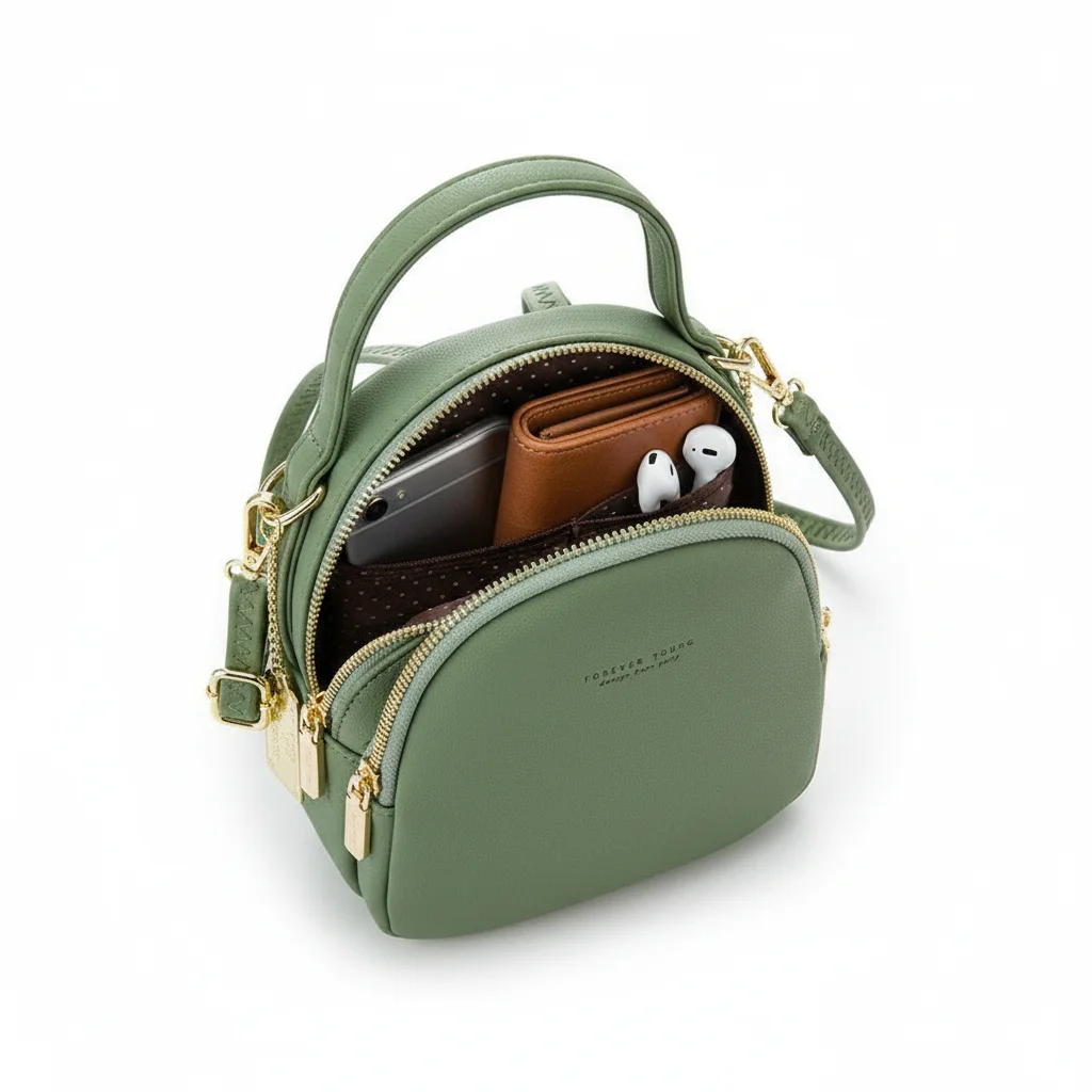 Petit sac à dos femme multi-zip polyvalent - Vue 3 - petit sac à dos