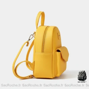 Petit sac à dos femme simili cuir jaune - Vue 2 - petit sac à dos