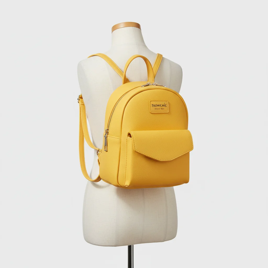 Petit sac à dos femme simili cuir jaune - Vue 5 - petit sac à dos