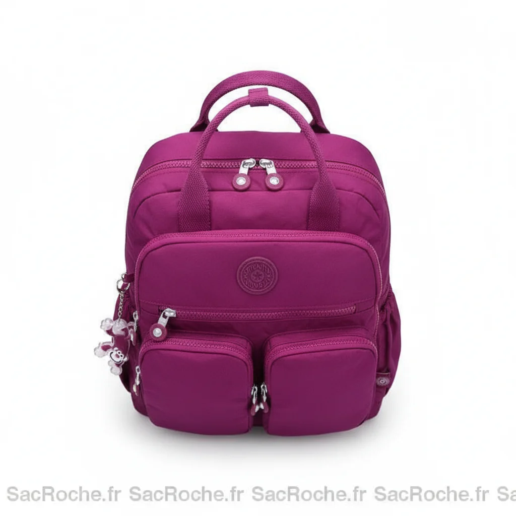 Petit sac à dos femme tissu violet - Vue 3 - petit sac à dos