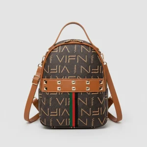 Petit sac à dos marron imprimé - Vue 1 - petit sac à dos
