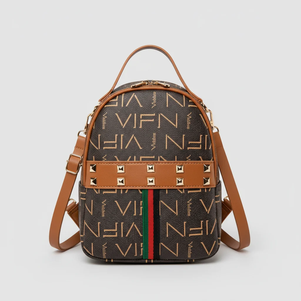 Petit sac à dos marron imprimé - Vue 1 - petit sac à dos