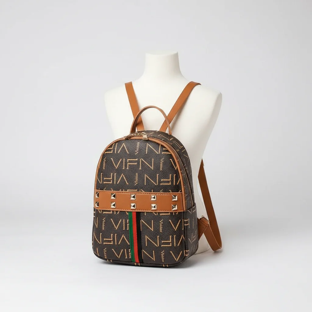 Petit sac à dos marron imprimé - Vue 5 - petit sac à dos