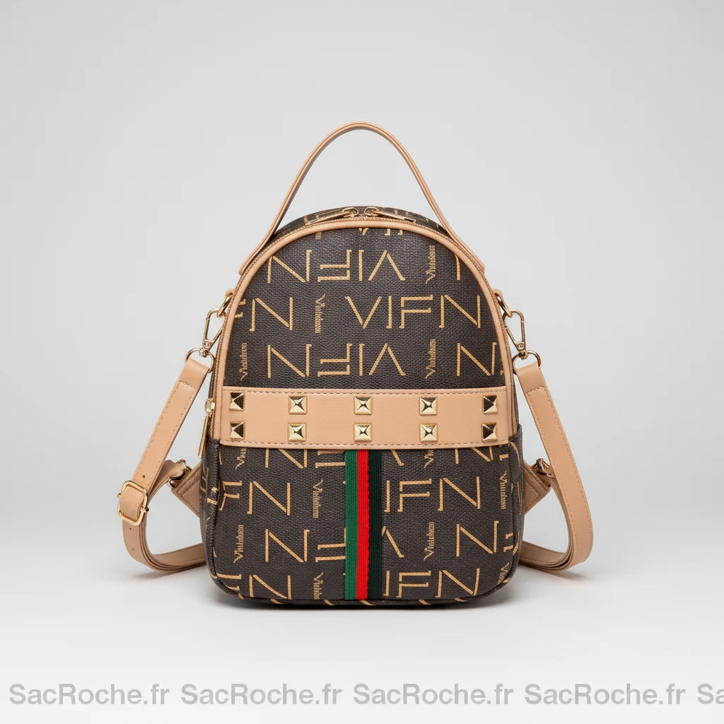 Petit sac à dos marron imprimé - Vue 7 - petit sac à dos