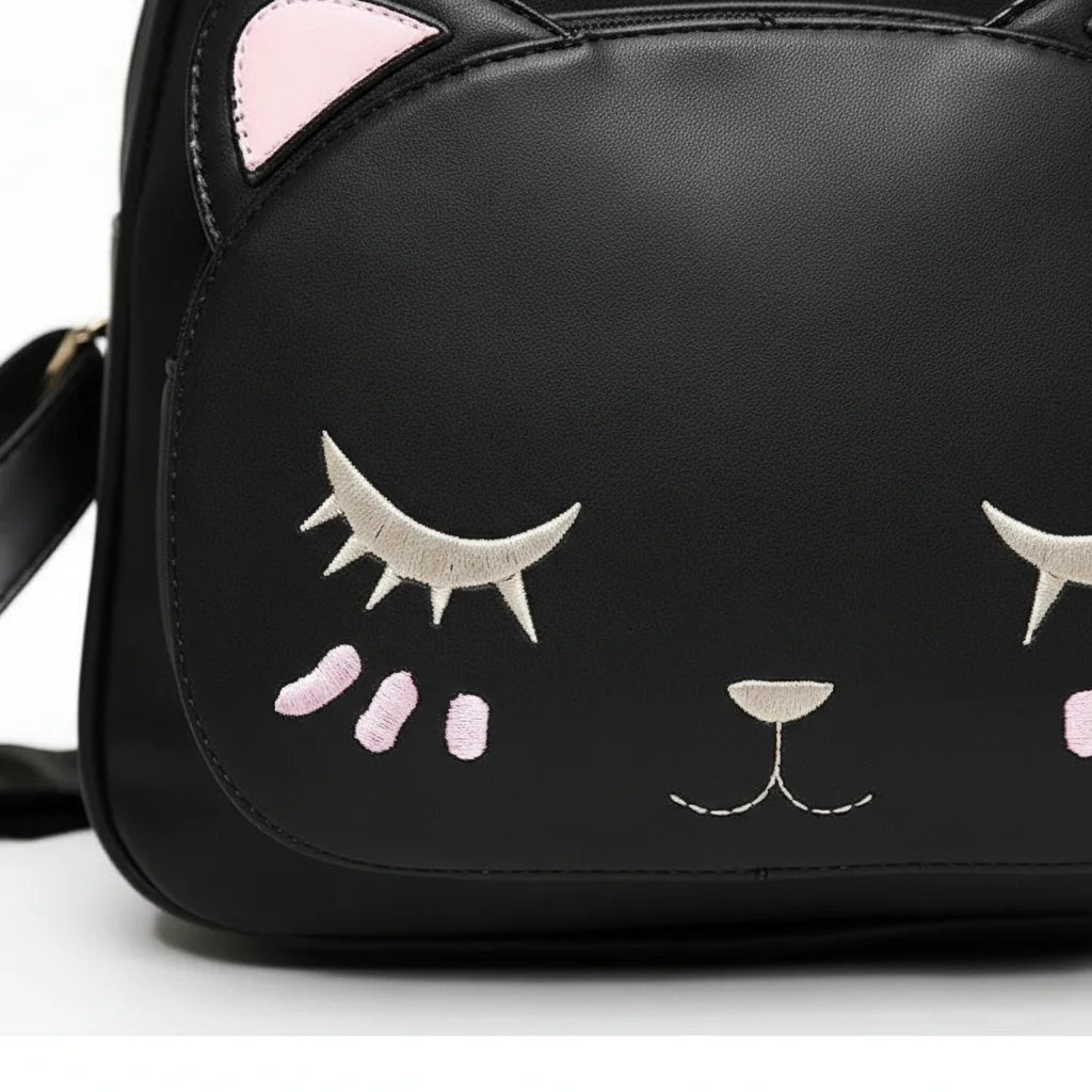 Petit sac à dos noir en cuir pu chat - Vue 4 - petit sac à dos