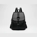 Petit sac à dos noir multi-poches simili cuir - Vue 1 - petit sac à dos