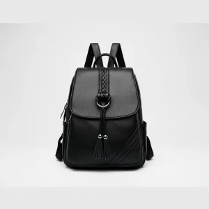 Petit sac à dos noir multi-poches simili cuir - Vue 1 - petit sac à dos