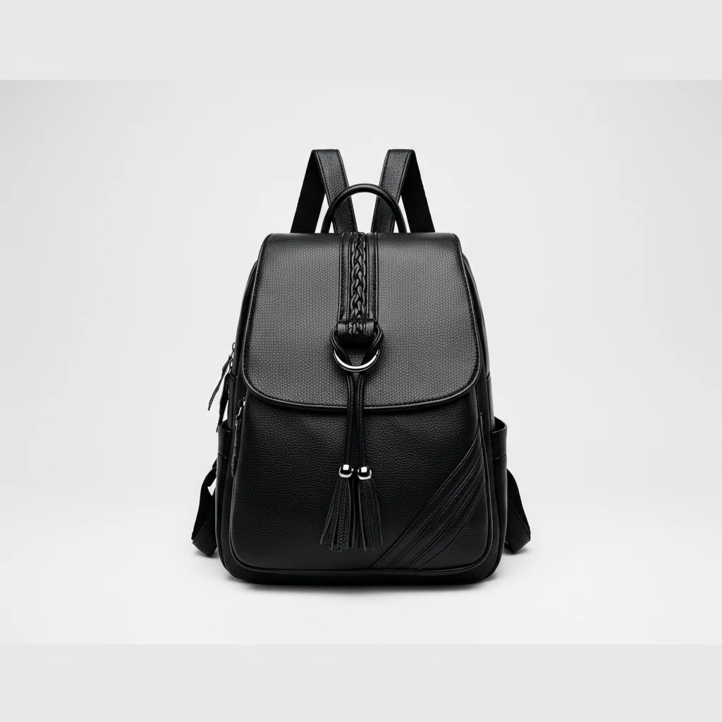 Petit sac à dos noir multi-poches simili cuir - Vue 1 - petit sac à dos