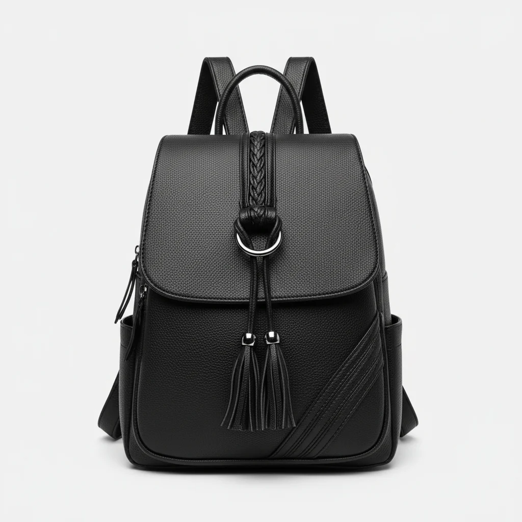 Petit sac à dos noir multi-poches simili cuir - Vue 6 - petit sac à dos