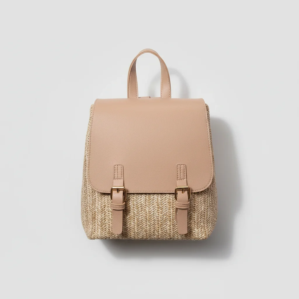 Petit sac à dos osier et cuir polyvalent - Vue 3 - petit sac à dos