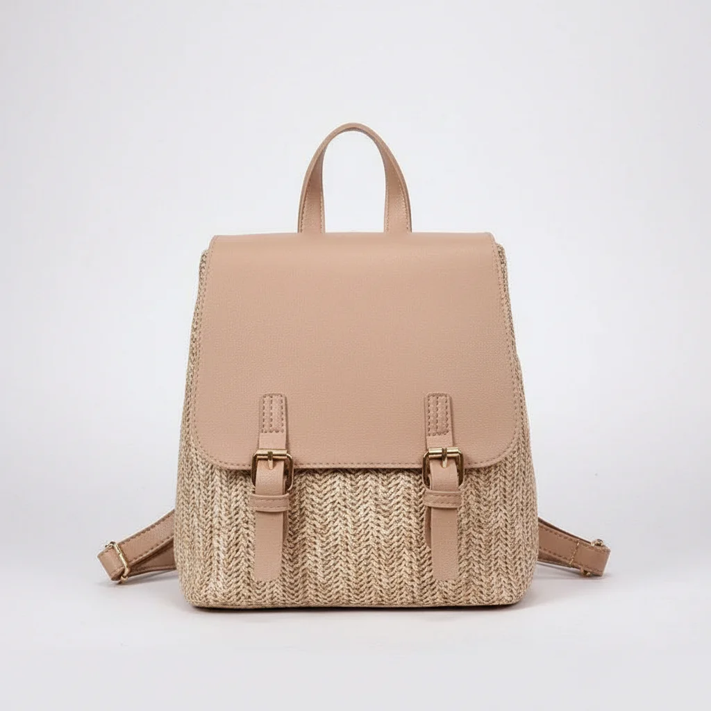 Petit sac à dos osier et cuir polyvalent - Vue 4 - petit sac à dos