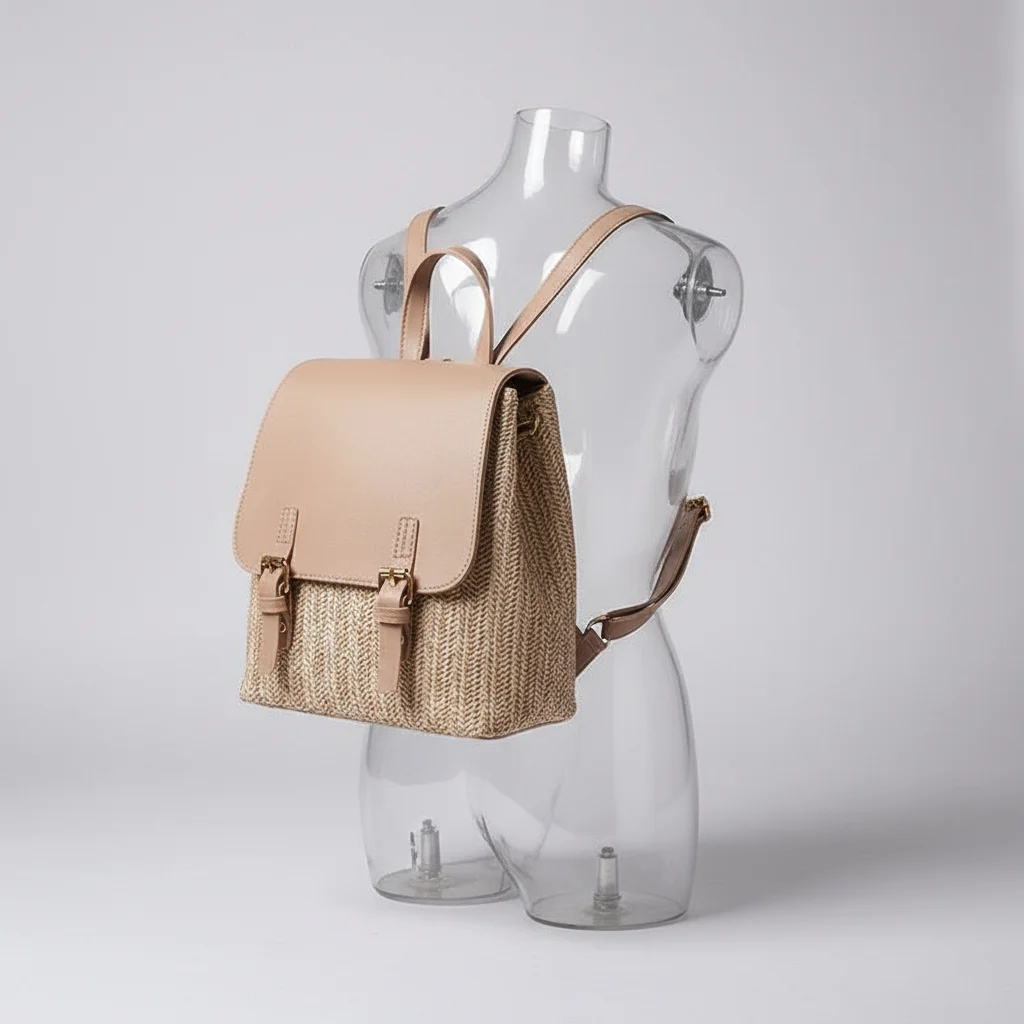 Petit sac à dos osier et cuir polyvalent - Vue 5 - petit sac à dos