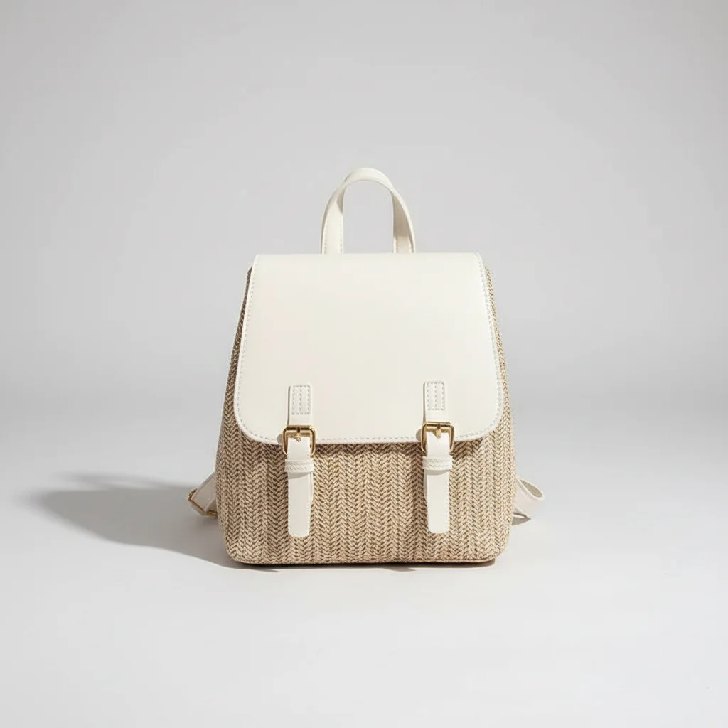 Petit sac à dos osier et cuir polyvalent - Vue 6 - petit sac à dos