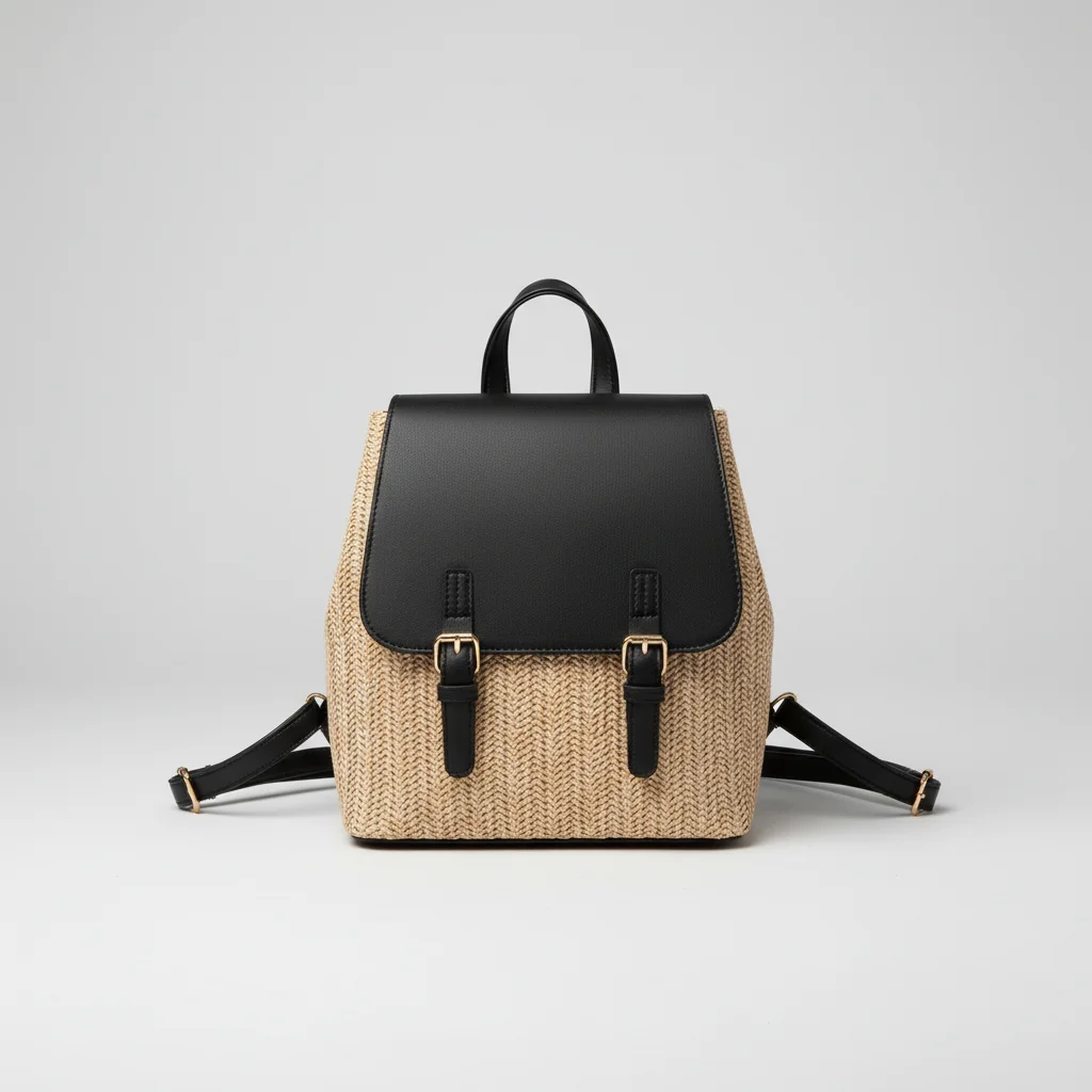 Petit sac à dos osier et cuir polyvalent - Vue 7 - petit sac à dos