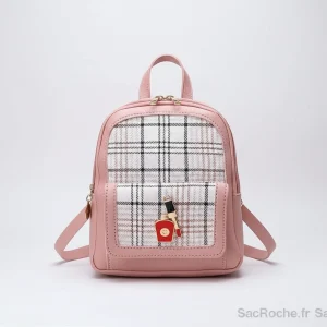 Petit sac à dos simili cuir à carreaux - Vue 1 - petit sac à dos