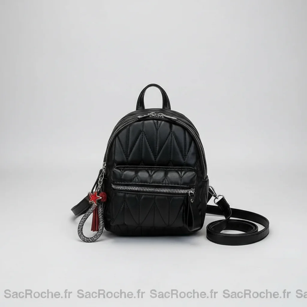 Petit sac à dos simili cuir bandoulière noir - Vue 3 - petit sac à dos