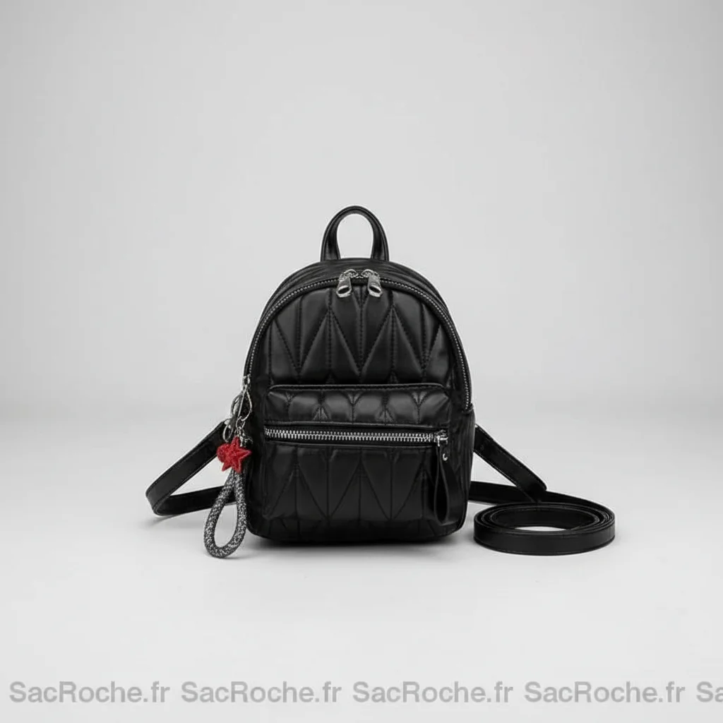 Petit sac à dos simili cuir bandoulière noir - Vue 4 - petit sac à dos