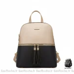 Petit sac à dos simili cuir beige et noir - Vue 1 - petit sac à dos