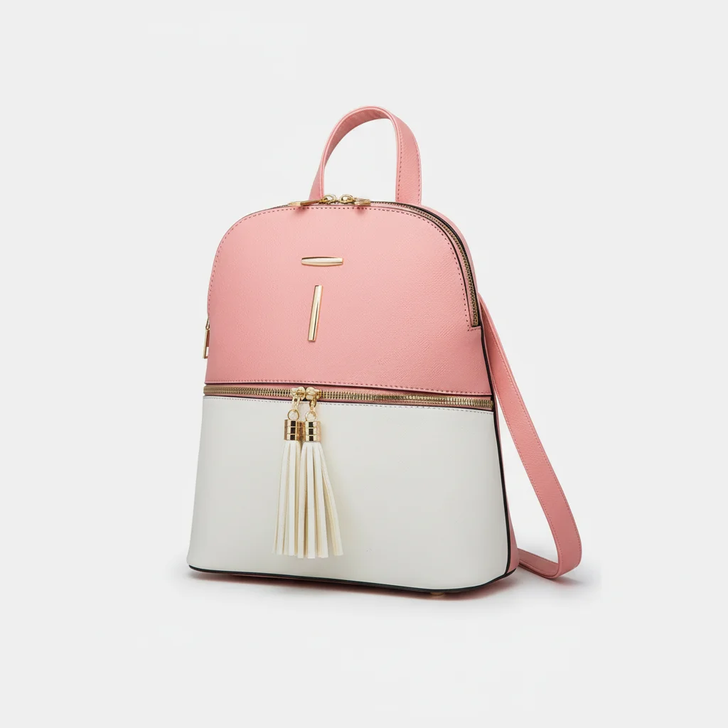 Petit sac à dos simili cuir beige et noir - Vue 7 - petit sac à dos