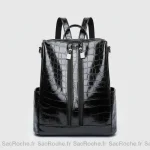 Petit sac à dos simili cuir croco noir - Vue 1 - petit sac à dos