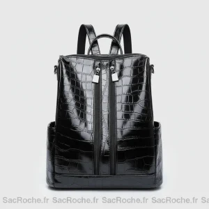 Petit sac à dos simili cuir croco noir - Vue 1 - petit sac à dos