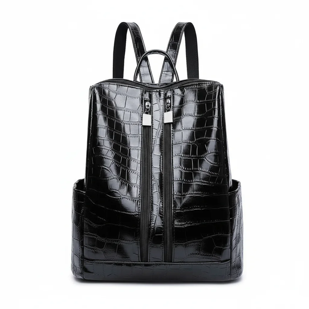 Petit sac à dos simili cuir croco noir - Vue 5 - petit sac à dos