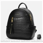 Petit sac à dos simili cuir crocodile noir - Vue 1 - petit sac à dos