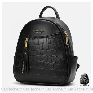 Petit sac à dos simili cuir crocodile noir - Vue 1 - petit sac à dos