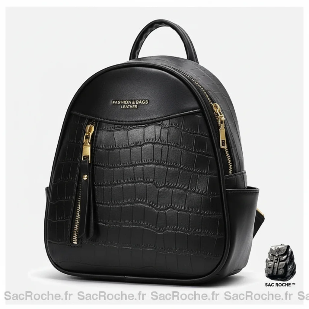 Petit sac à dos simili cuir crocodile noir - Vue 1 - petit sac à dos
