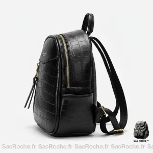 Petit sac à dos simili cuir crocodile noir - Vue 2 - petit sac à dos