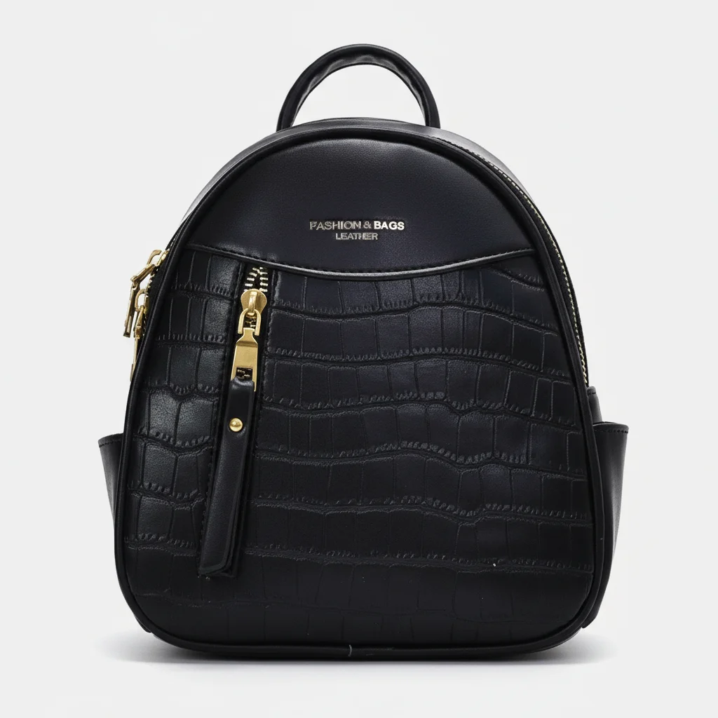 Petit sac à dos simili cuir crocodile noir - Vue 6 - petit sac à dos
